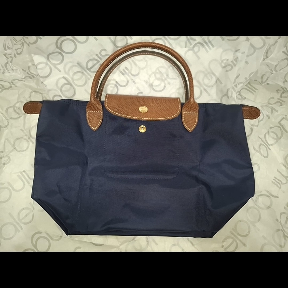 Authentic Longchamp Le Pliage Navy Small Top Handle Bag - Picture 6 of 17